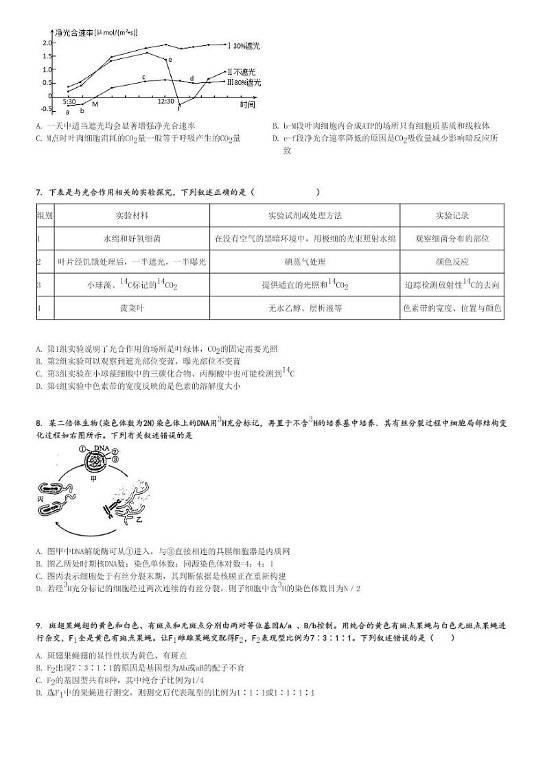 2024～2025学年河南郑州中原区高三(上)期中生物试卷(郑州中学 11月)[原题+解析]第2页