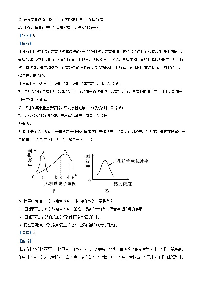 黑龙江省龙东地区2024-2025学年高一上学期阶段测试（期中）生物试卷（二）  Word版含解析第2页