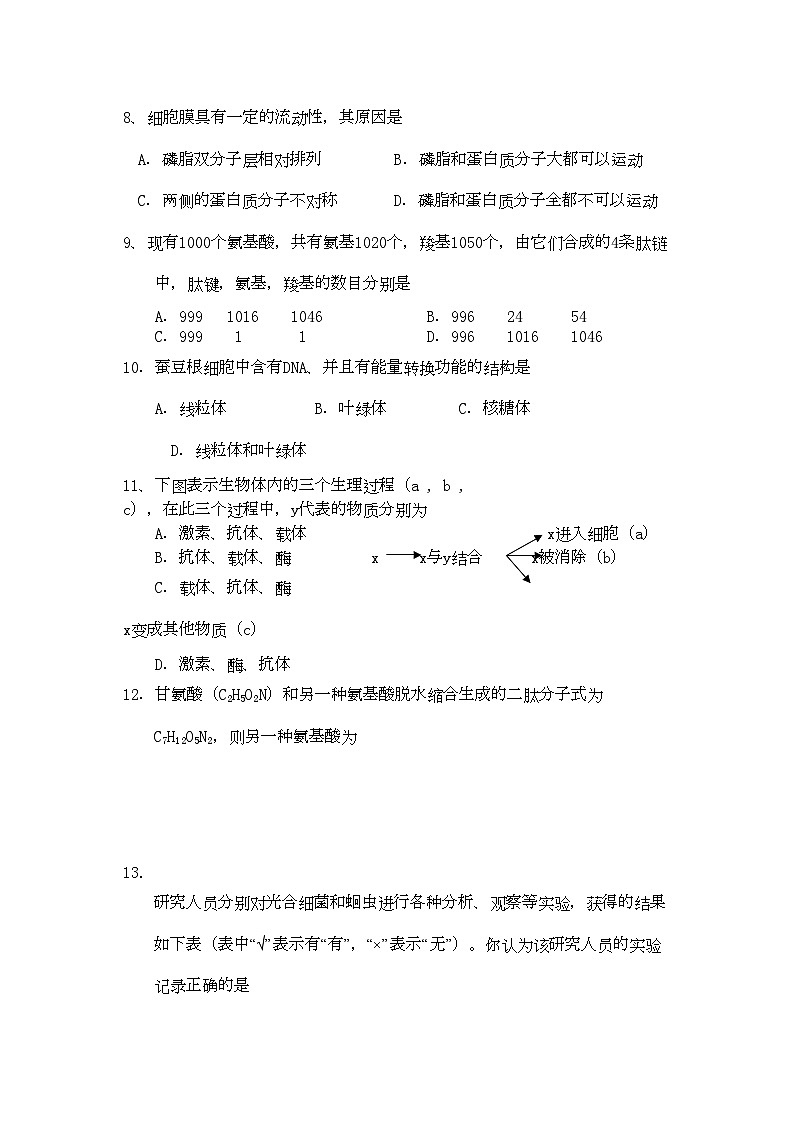 2022年浙江省杭州市西湖高年级11高二生物11月月考试题新人教版会员独享第2页