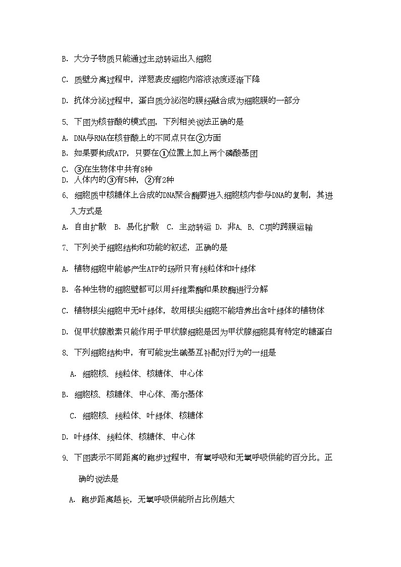 2022年浙江省湖州市南浔高三生物11月月考试题无答案新人教版第2页