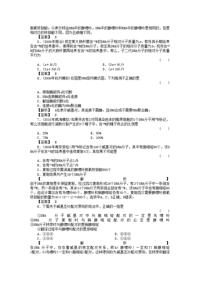2022年金版高中生物3234DNA的结构复制及基因是有遗传效应的DNA片段测试卷新人教版必修2第2页
