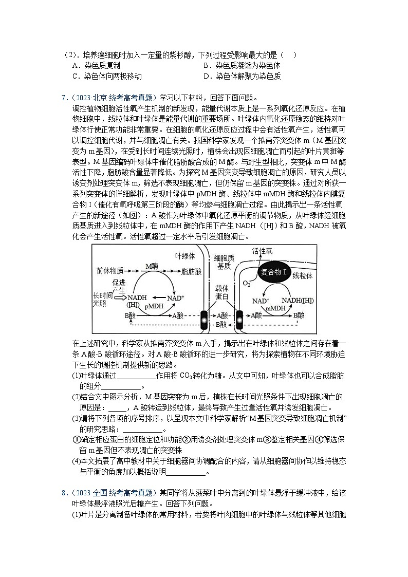 专题02  细胞的结构和功能（原卷版）第3页