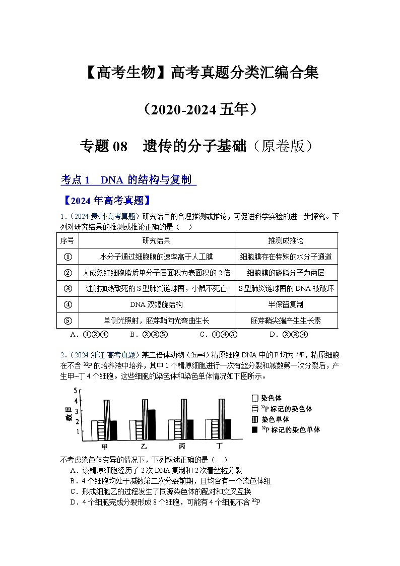 专题08  遗传的分子基础（原卷版）第1页