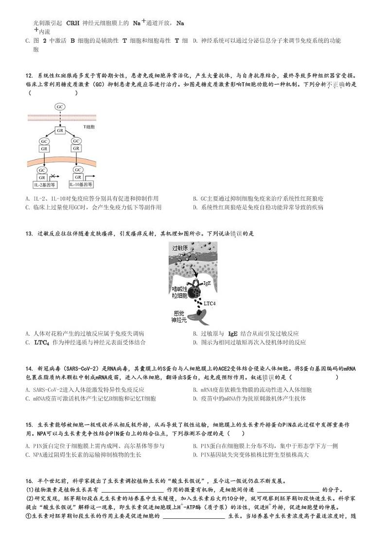 2024～2025学年北京西城区北京师范大学附属中学高二(上)期中生物试卷[原题+解析]第3页