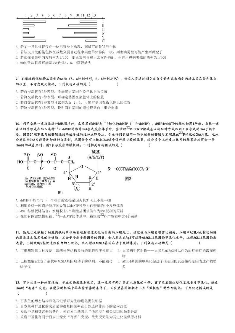 2024～2025学年四川成都青羊区成都市树德中学高三(上)期中生物试卷[原题+解析]第3页