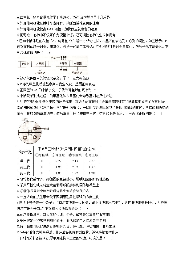 江西省景德镇市2025届高三上学期第一次质量检测生物试卷（Word版附答案）第2页