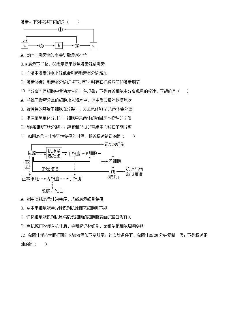 浙江省宁波五校联盟2024-2025学年高二上学期期中联考生物试卷 Word版无答案第3页