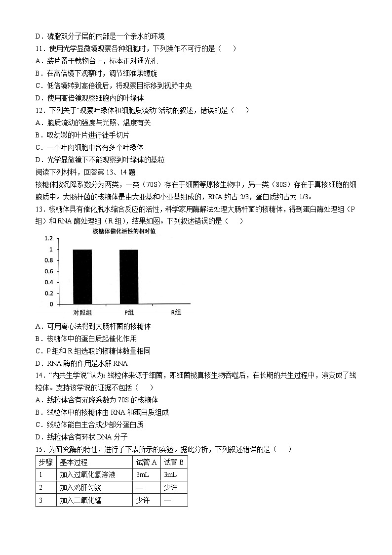 浙江省杭州市浙里特色联盟2024-2025学年高一上学期11月期中生物试题第3页