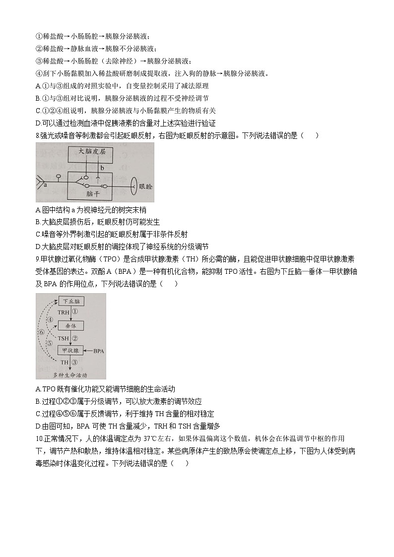 山东省日照市高二校际联合考试2024-2025学年高二上学期11月期中生物试题(无答案)第3页