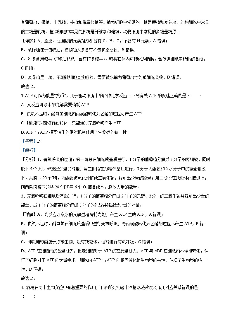 湖南省长沙市第一中学2024-2025学年高三上学期第三次月考生物试卷（Word版附解析）02