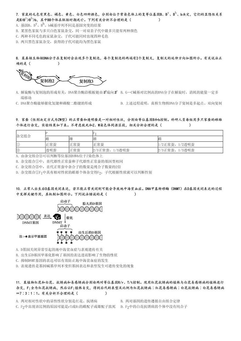 2024～2025学年辽宁高三(上)期中生物试卷(普通高中11月)[原题+解析]第2页