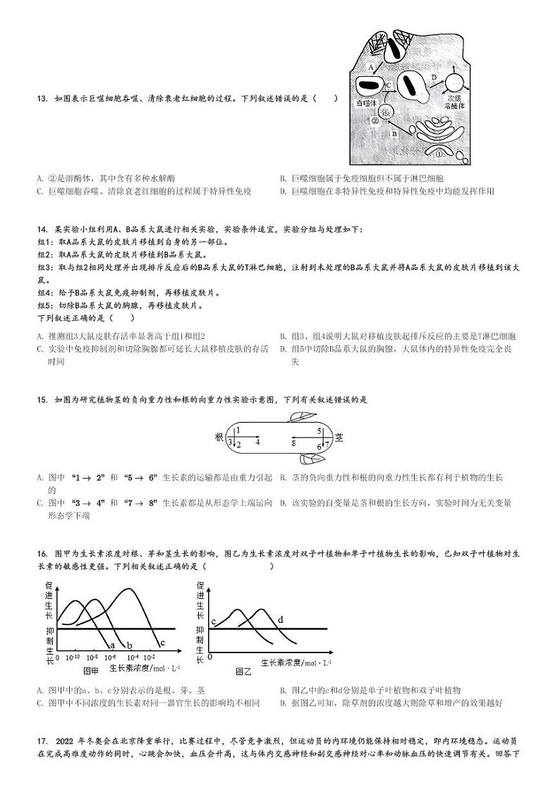 2024～2025学年甘肃高二(上)期中生物试卷(多校 )[原题+解析]第3页
