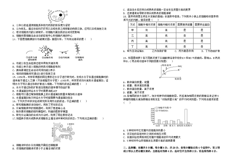 江西省南昌市东湖区南昌市第三中学2024-2025学年高一上学期11月期中生物试题02