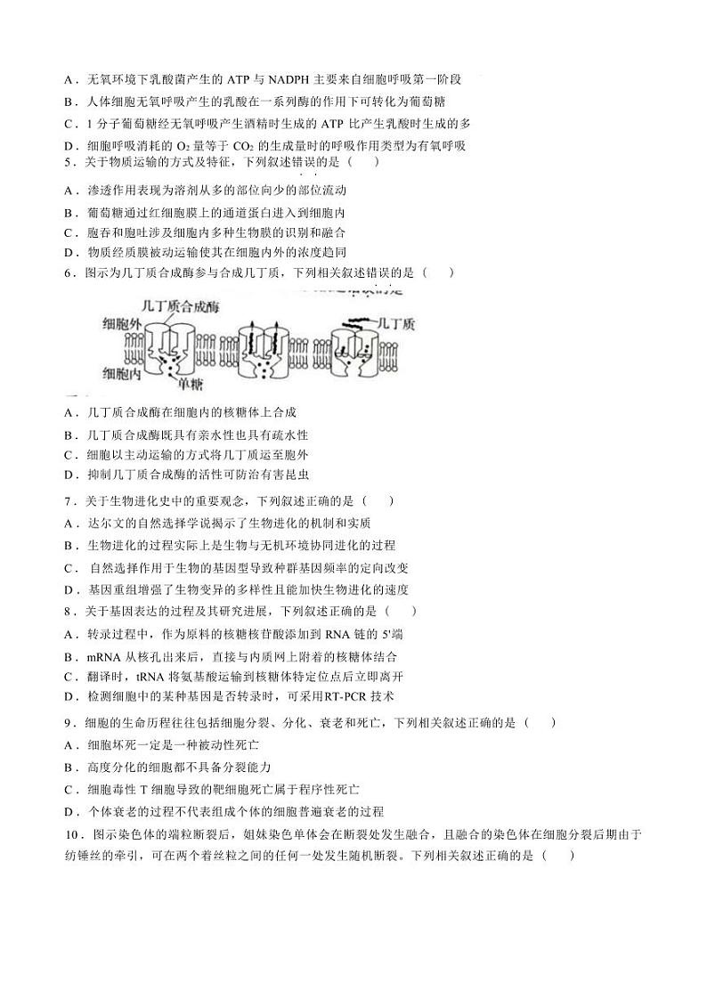 生物-江苏省常州市2024-2025学年高三第一（上）学期期中质量调研考试试题和答案第2页