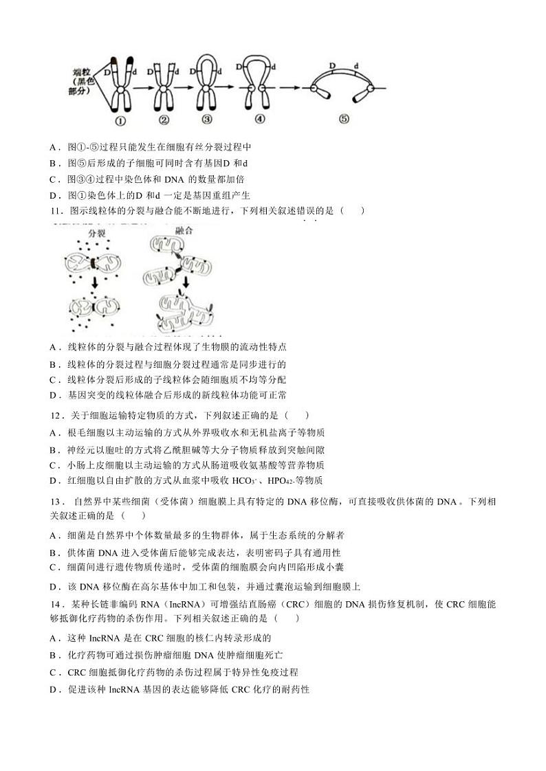 生物-江苏省常州市2024-2025学年高三第一（上）学期期中质量调研考试试题和答案第3页