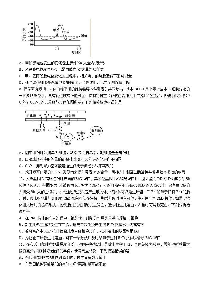 2025长沙师大附中高三上学期第三次月考生物试题含答案第3页