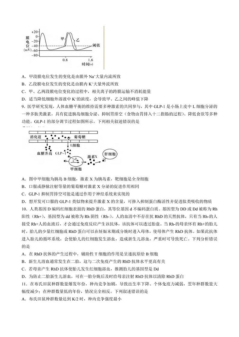 生物丨湖南省长沙市湖南师范大学附属中学2025届高三11月月考（三）生物试卷及答案第3页