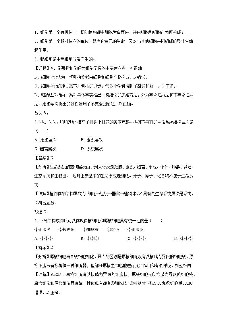河北省廊坊市2024-2025学年高一上学期10月月考生物试卷（解析版）第2页