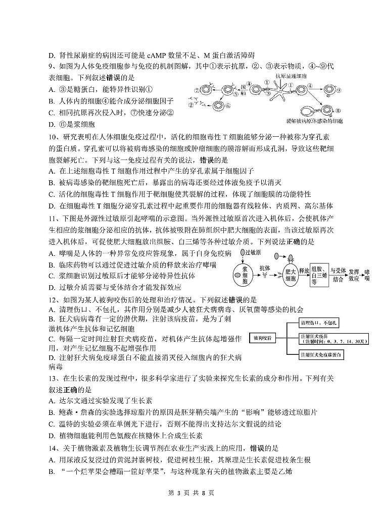 江苏省镇江一中、徐州三中等十三校联盟2024-2025学年高二上学期11月期中生物试题第3页
