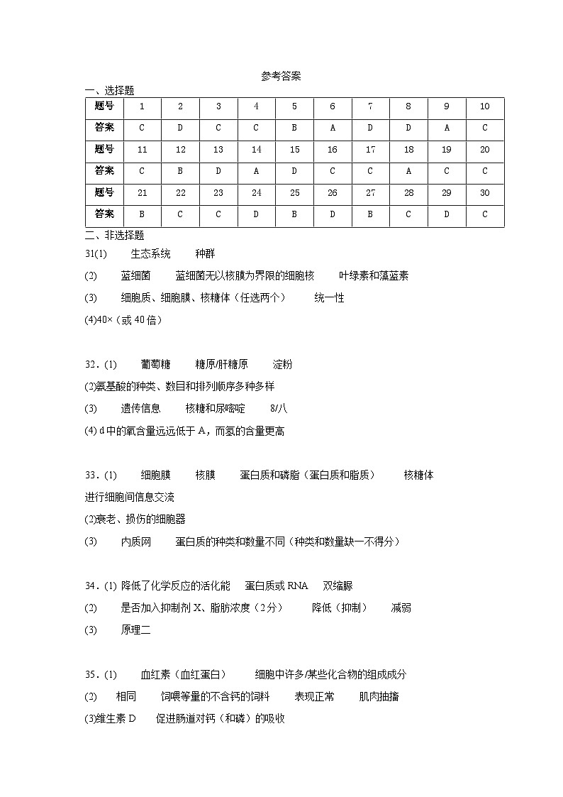 答案-高一生物期中考第1页