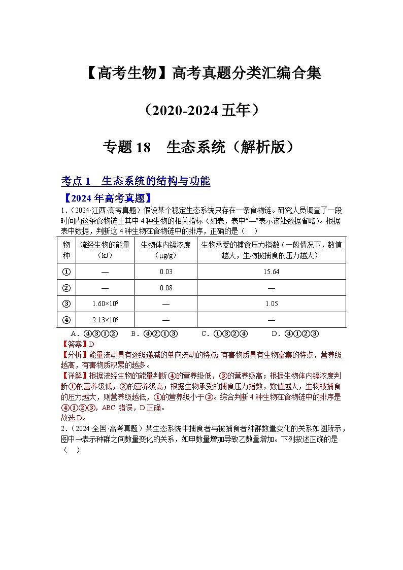 专题18  生态系统（解析版）第1页