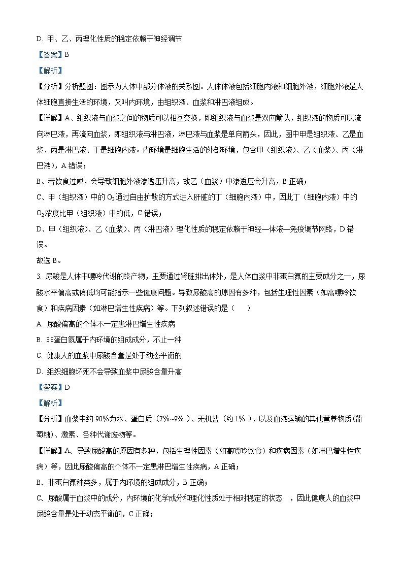 精品解析：贵州省六盘水市2024-2025学年高二上学期11月期中生物试题（解析版）第2页