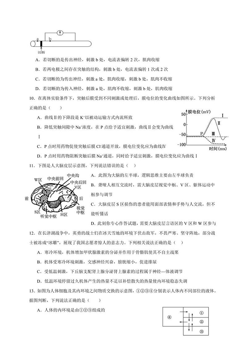 四川省成都市列五中学2024～2025学年高二(上)期中生物试卷(含答案)第3页