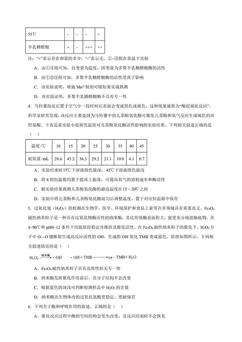 2025年高考生物一轮复习 ATP和酶 突破练02