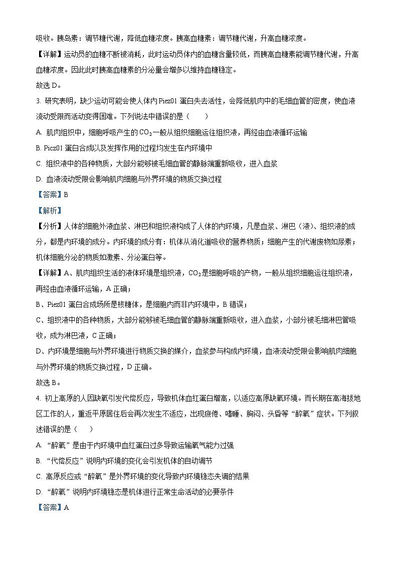 湖北省武汉市2024-2025学年高二上学期11月期中考试生物试卷（Word版附解析）02
