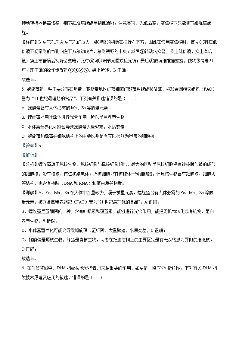 湖南省长沙市明德中学2024-2025学年高一上学期11月期中考试生物试题 Word版含解析第3页