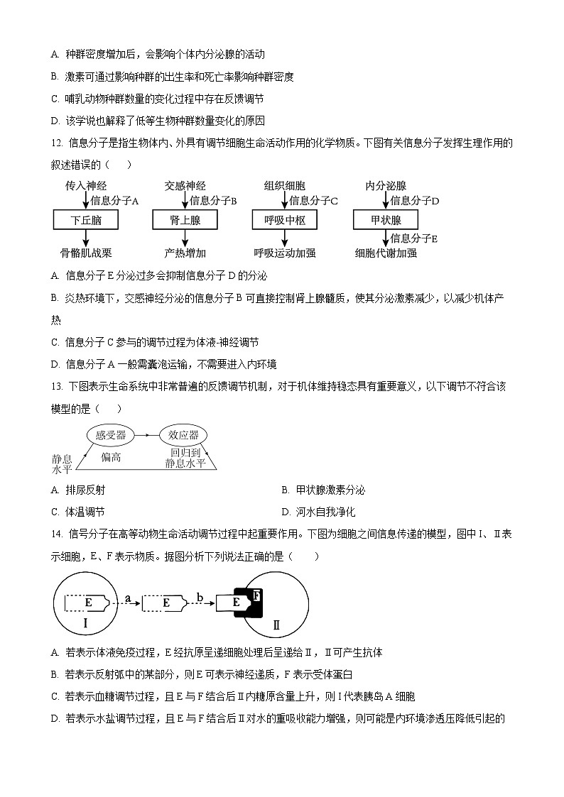 四川省泸州市龙马潭区泸化中学2024-2025学年高二上学期11月期中生物试题 Word版无答案第3页