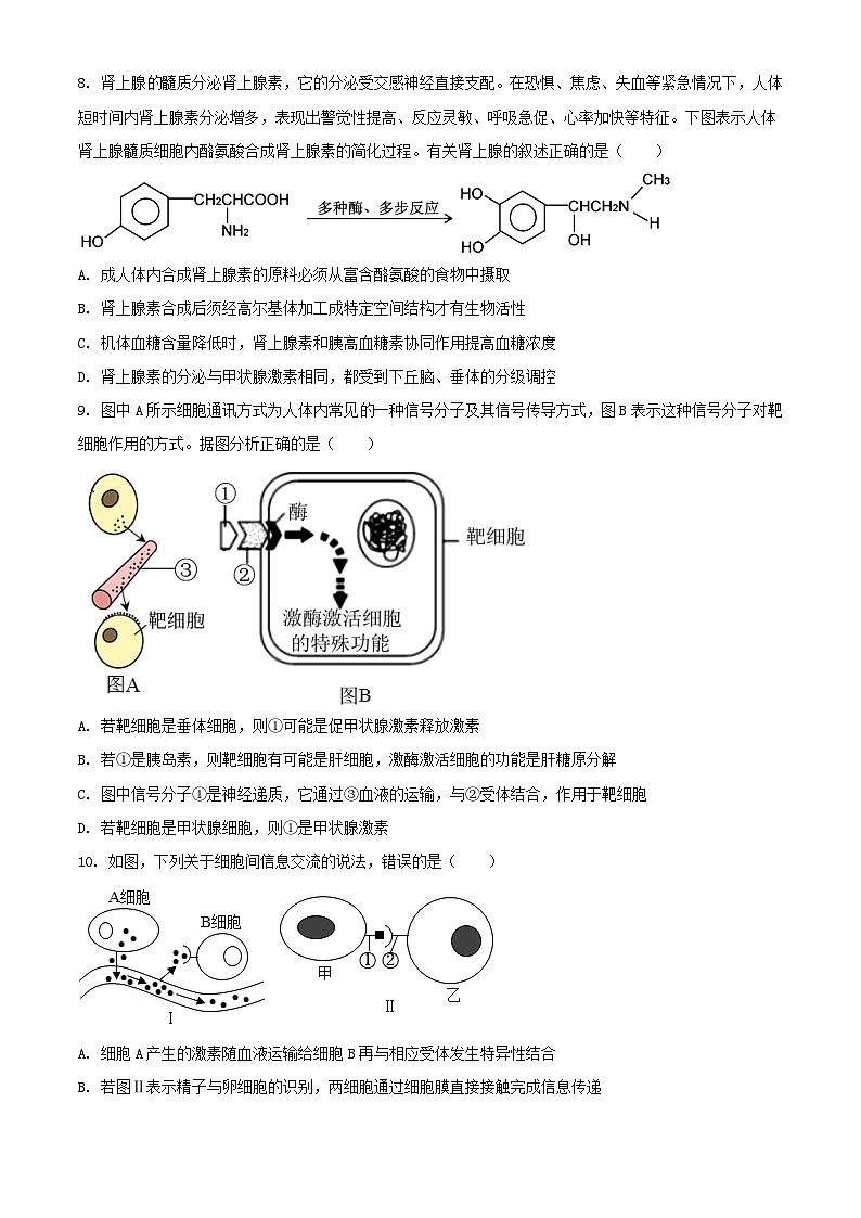 浙江省2023_2024学年高二生物上学期10月月考试题含解析第3页