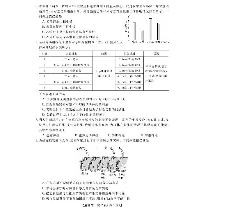 强基联盟高二11月联考--生物试卷第2页