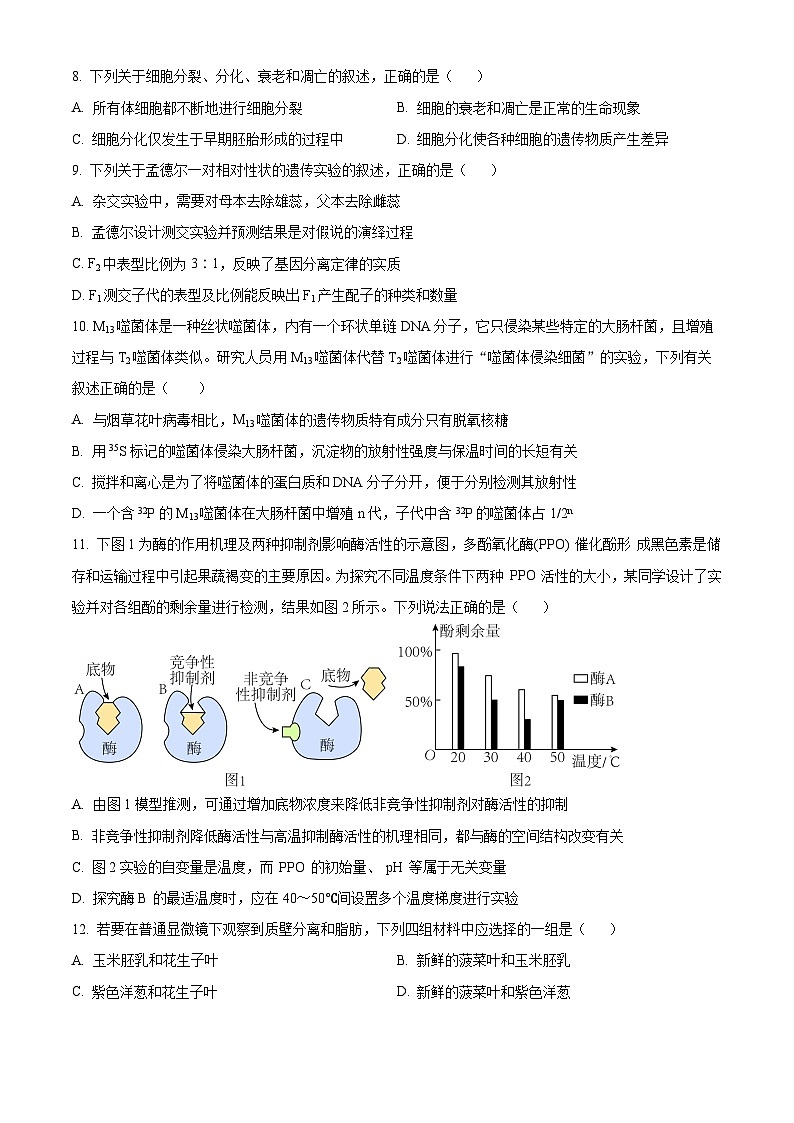 四川省雅安市2024-2025学年高三上学期11月“零诊”生物试卷  Word版无答案第3页