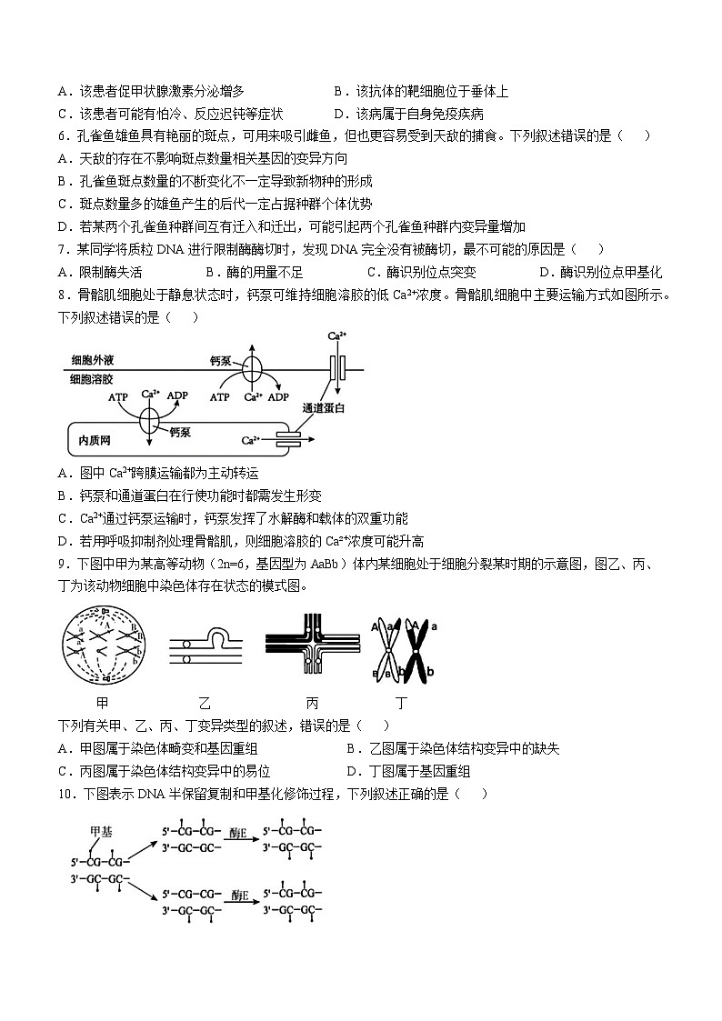 浙江省9+1高中联盟2024-2025学年高三上学期11月期中考试生物试题02
