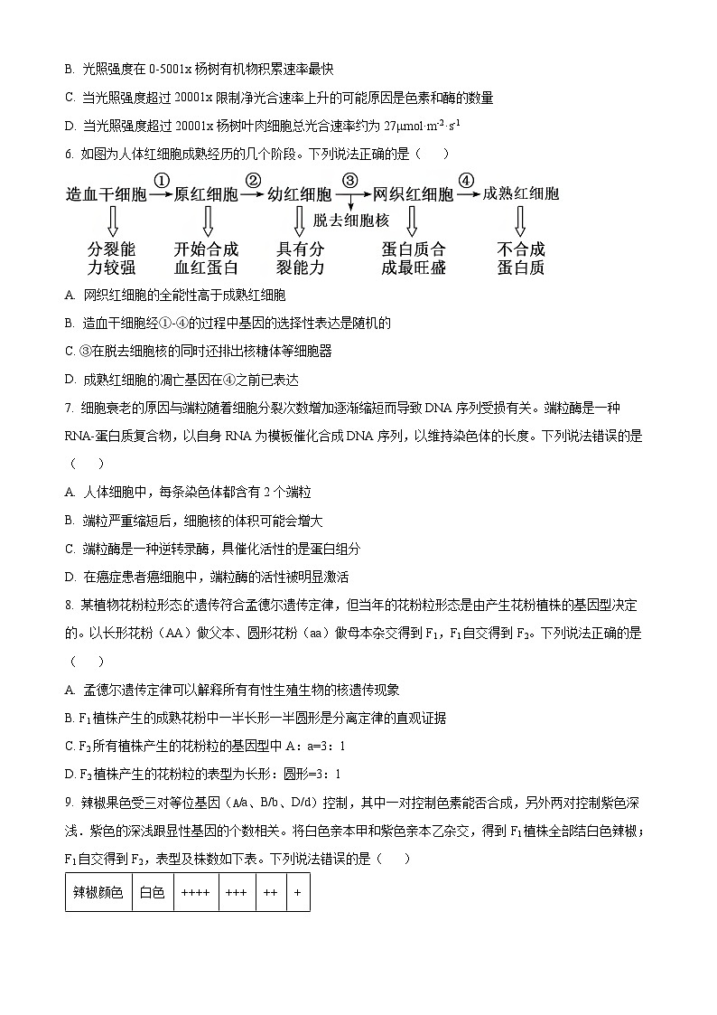 山东省烟台市2025届高三上学期期中学业水平诊断生物试题第3页