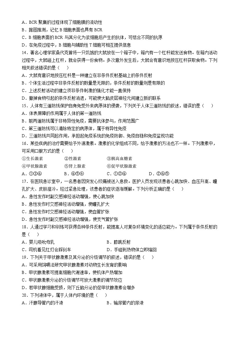 辽宁省铁岭市西丰县第二高级中学2024-2025学年高二上学期11月期中生物试题(无答案)第3页