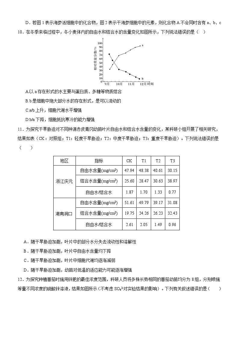 重庆市城口中学校2024-2025学年高一上学期期中考试生物试题第3页