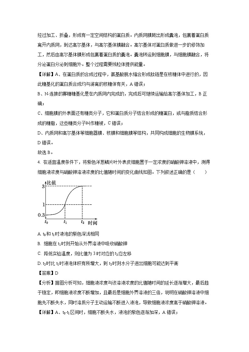 2023-2024学年山东省泰安市高一(上)1月期末生物试卷（解析版）第3页