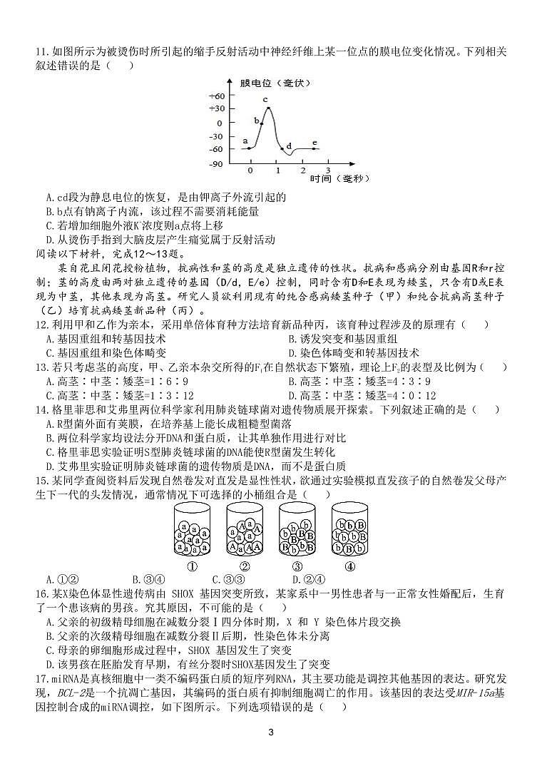 高二生物试卷第3页