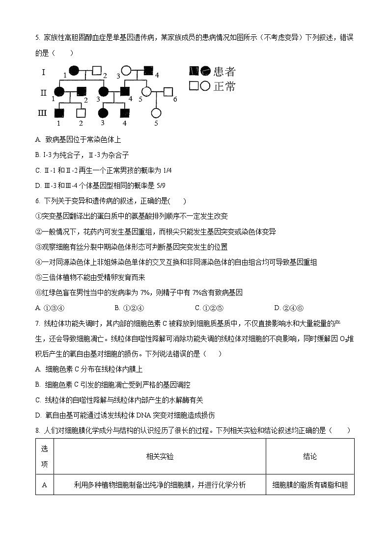 【福建卷】福建省泉州五校高中联考2025届高中毕业班高三上学期11月质量检测（11.8-11.9）生物试卷（原卷版）第2页