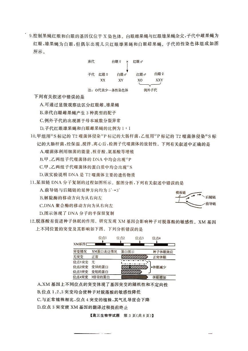 【湖南卷】湖南省三湘名校教育联盟2025届高三年级上学期11月第二次(期中)大联考（11.20-11.21）生物试卷第3页