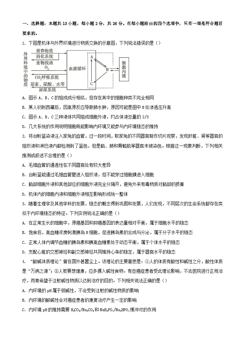 河南省南阳市六校2023_2024学年高二生物上学期期中试题含解析第1页
