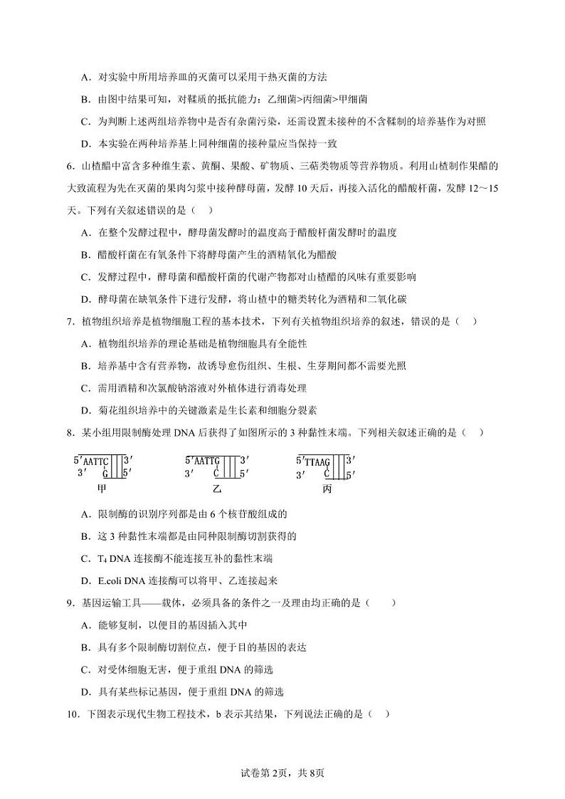 安徽省六安市独山中学2023-2024学年高二下学期期末考试生物试题02