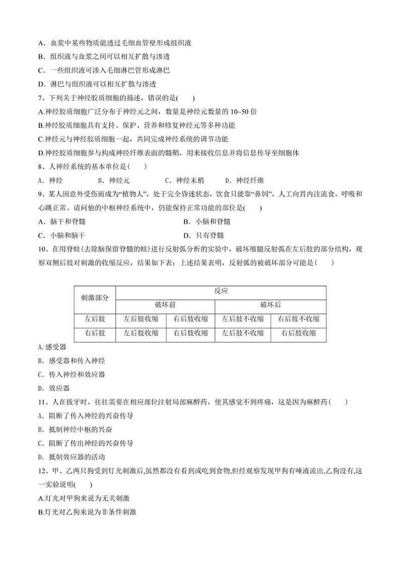 2024～2025学年甘肃省兰州市西北师范大学附属中学高二(上)11月月考生物试卷(含答案)第2页