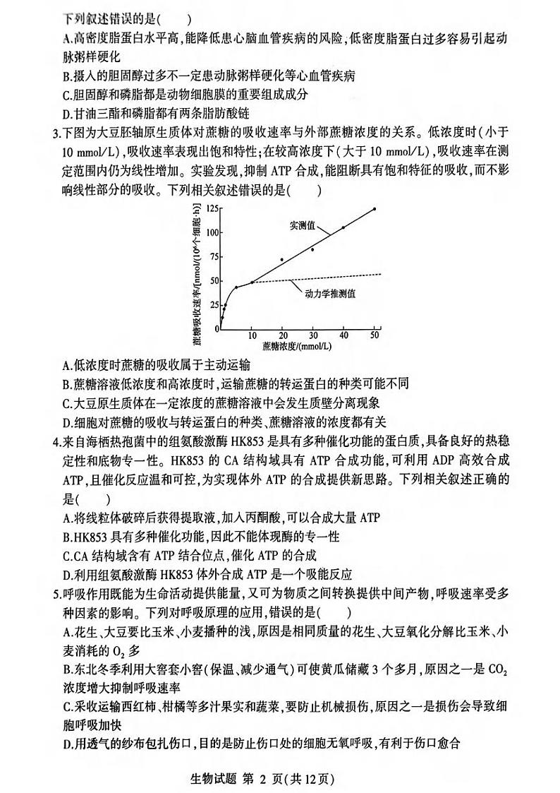 生物丨九五联考同卷山东省临沂市2025届高三上学期11月教学质量检测考试暨期中考试生物试卷及答案第2页