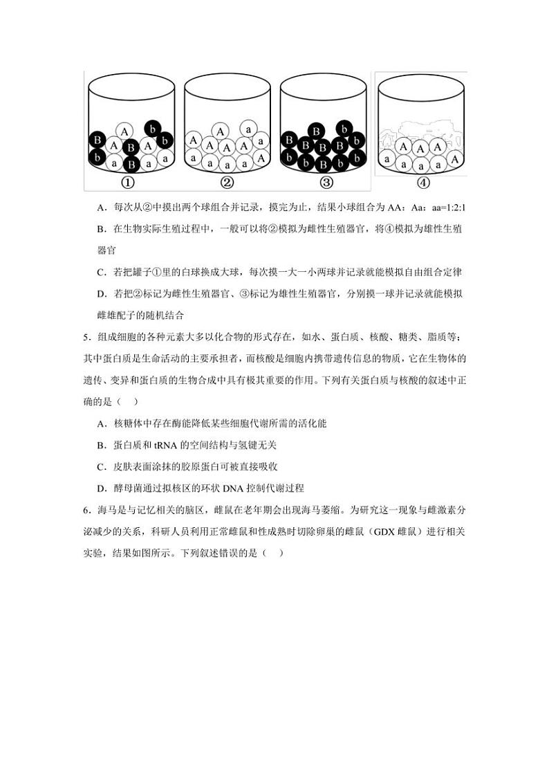江西省上饶市广丰区金桥学校2024～2025学年高三(上)11月生物检测卷(含答案)第2页