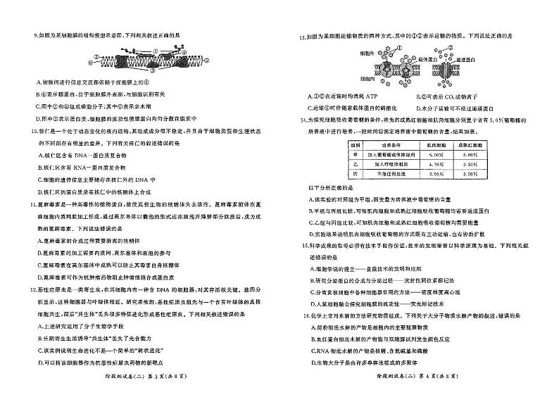 甘肃省甘南州卓尼县柳林中学2024--2025学年高一上学期期中考试生物试卷第2页