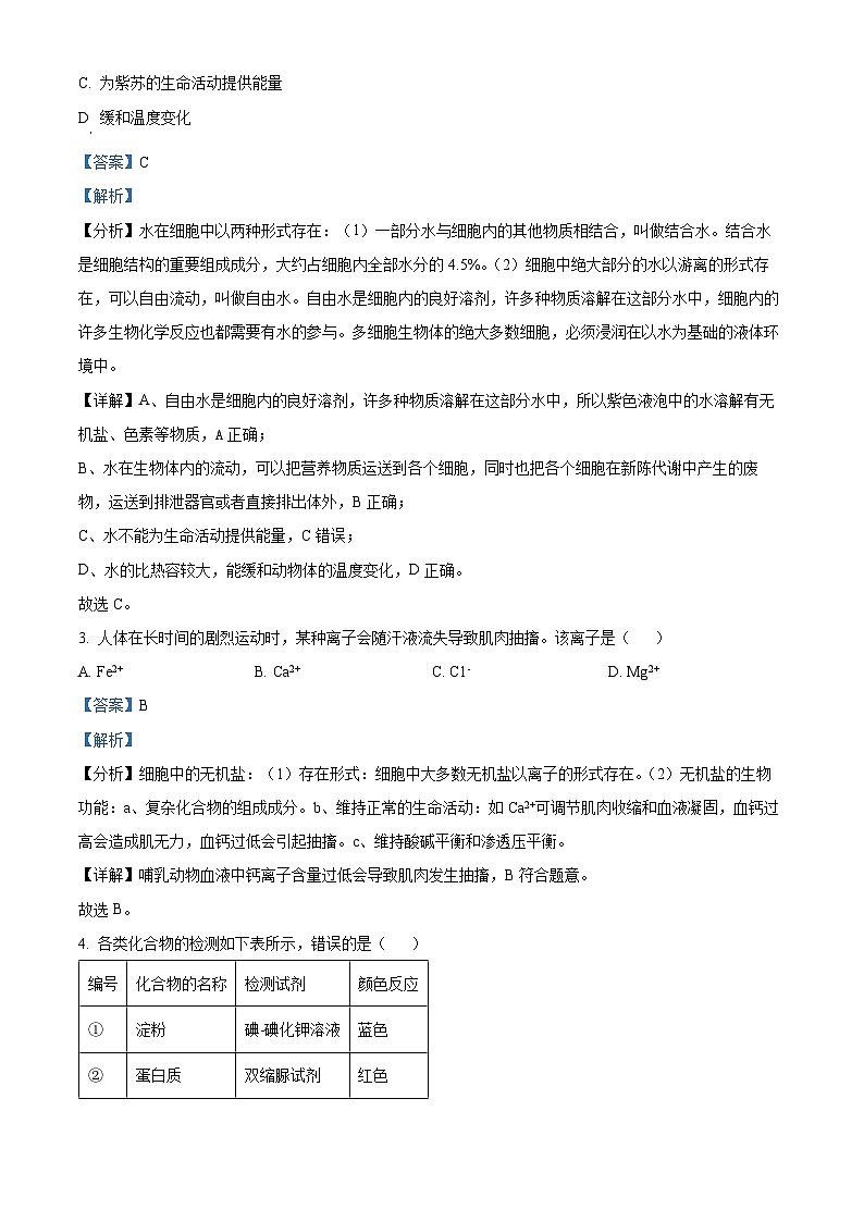 浙江省杭州市浙里特色联盟2024-2025学年高一上学期11月期中生物试题 Word版含解析第2页
