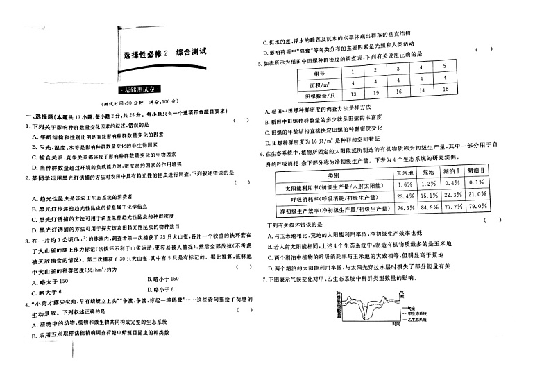 江西省赣州市大余县梅关中学2024-2025学年高二上学期11月期中生物试题第1页